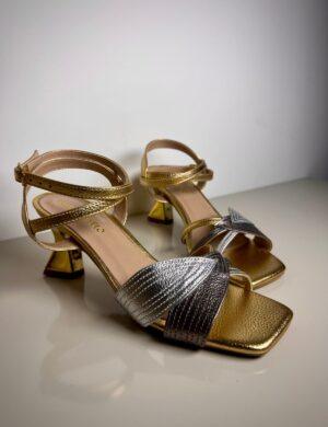 SANDALIA FOLHA DOURADA C/PRATA